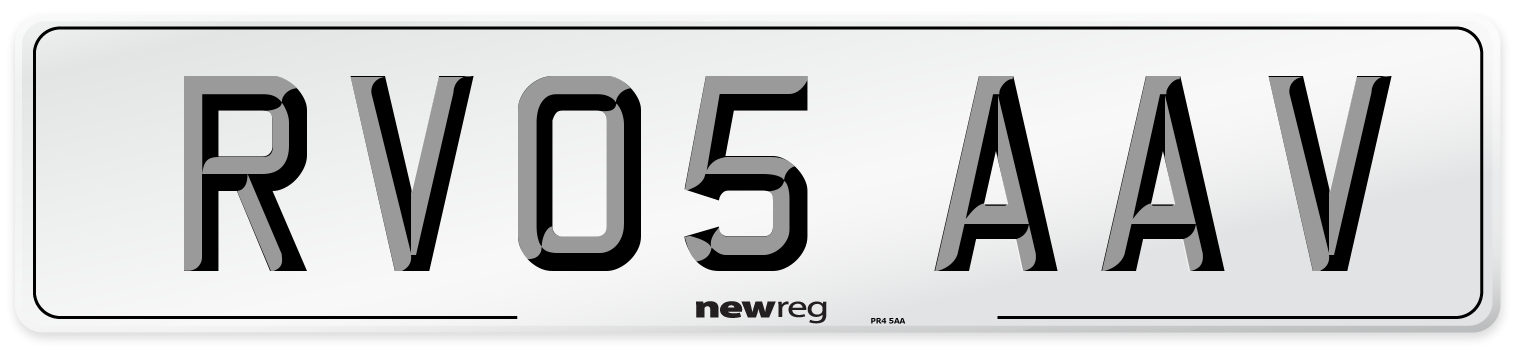 RV05 AAV Number Plate from New Reg